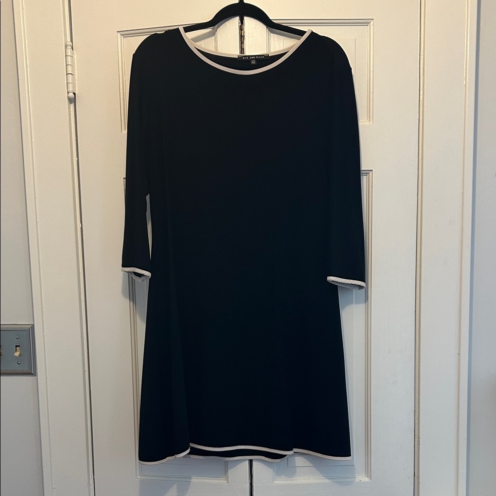 Chic Black Dress with White Accents